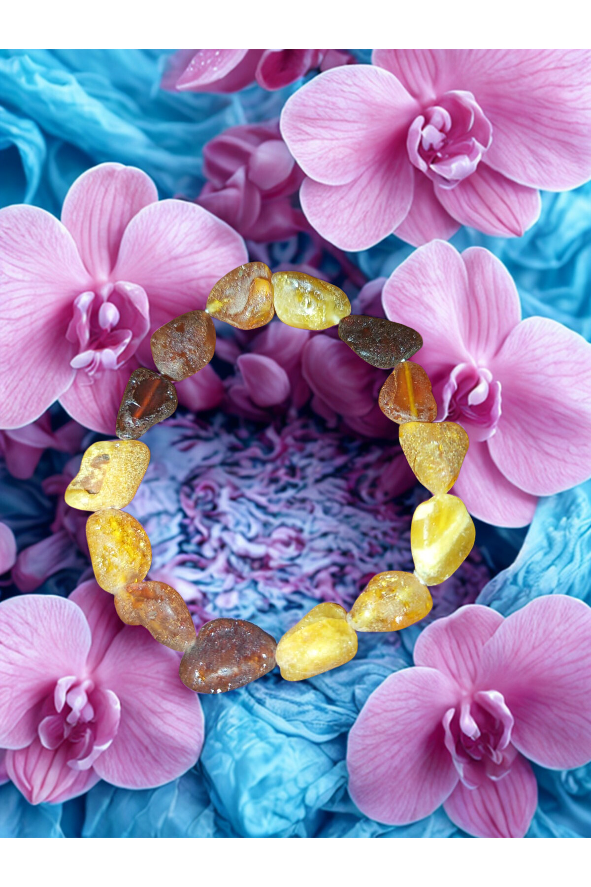 Karışık Renk Ham Kehribar Bileklik