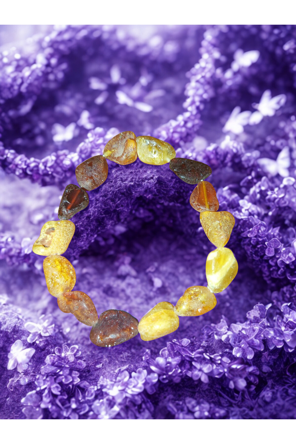 Karışık Renk Ham Kehribar Bileklik