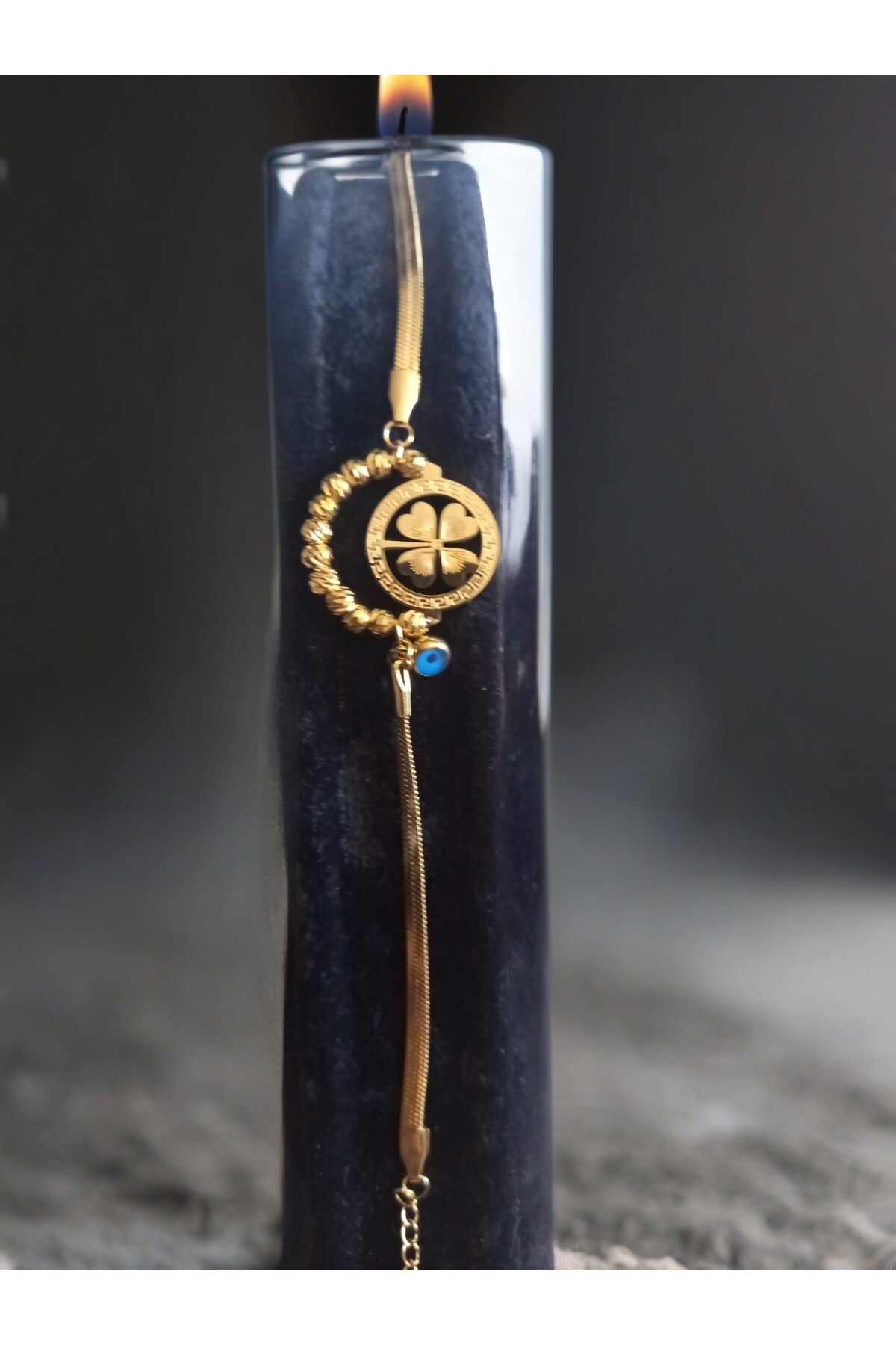 Dört Yapraklı Yonca Gold Çelik Bileklik