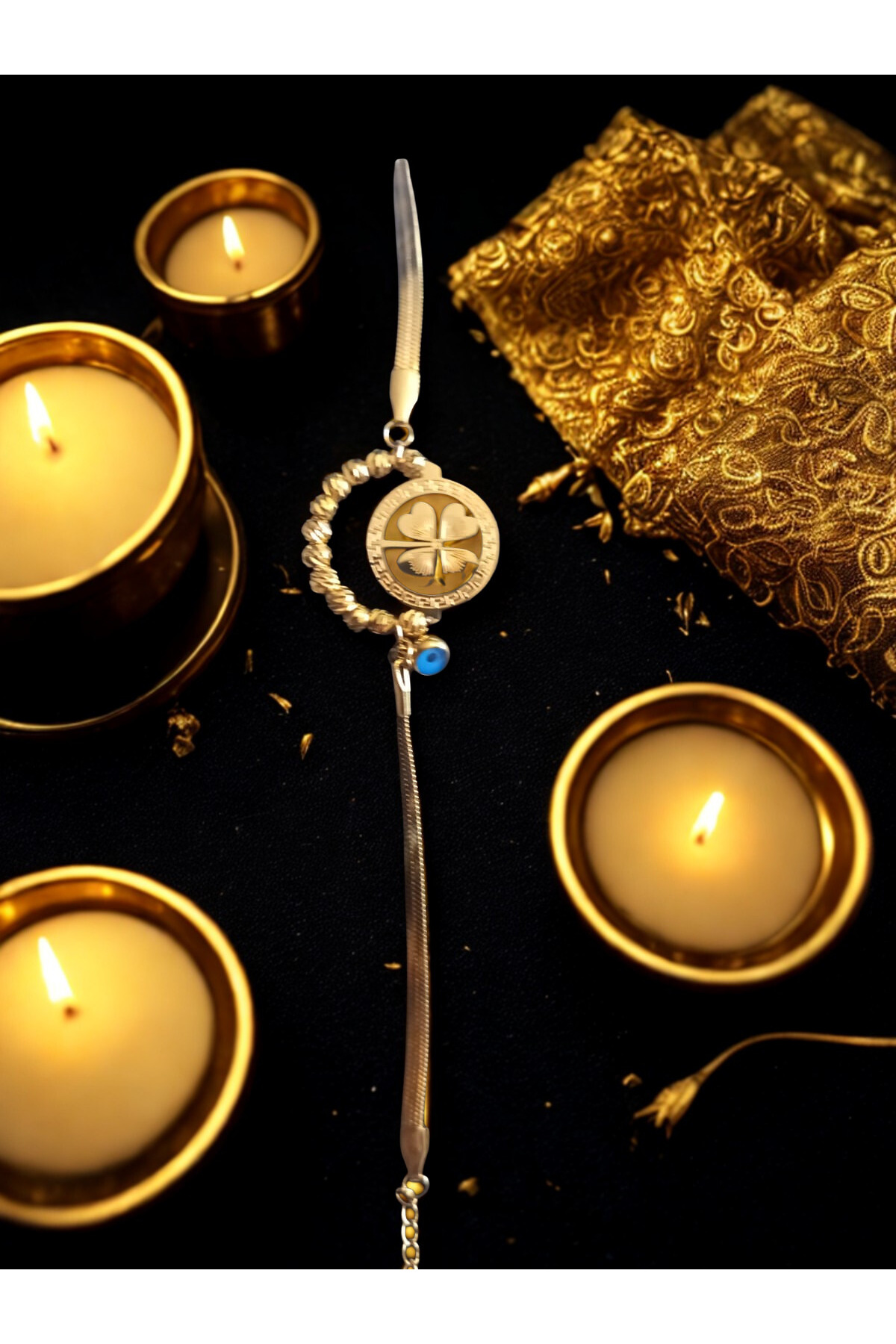 Dört Yapraklı Yonca Gold Çelik Bileklik