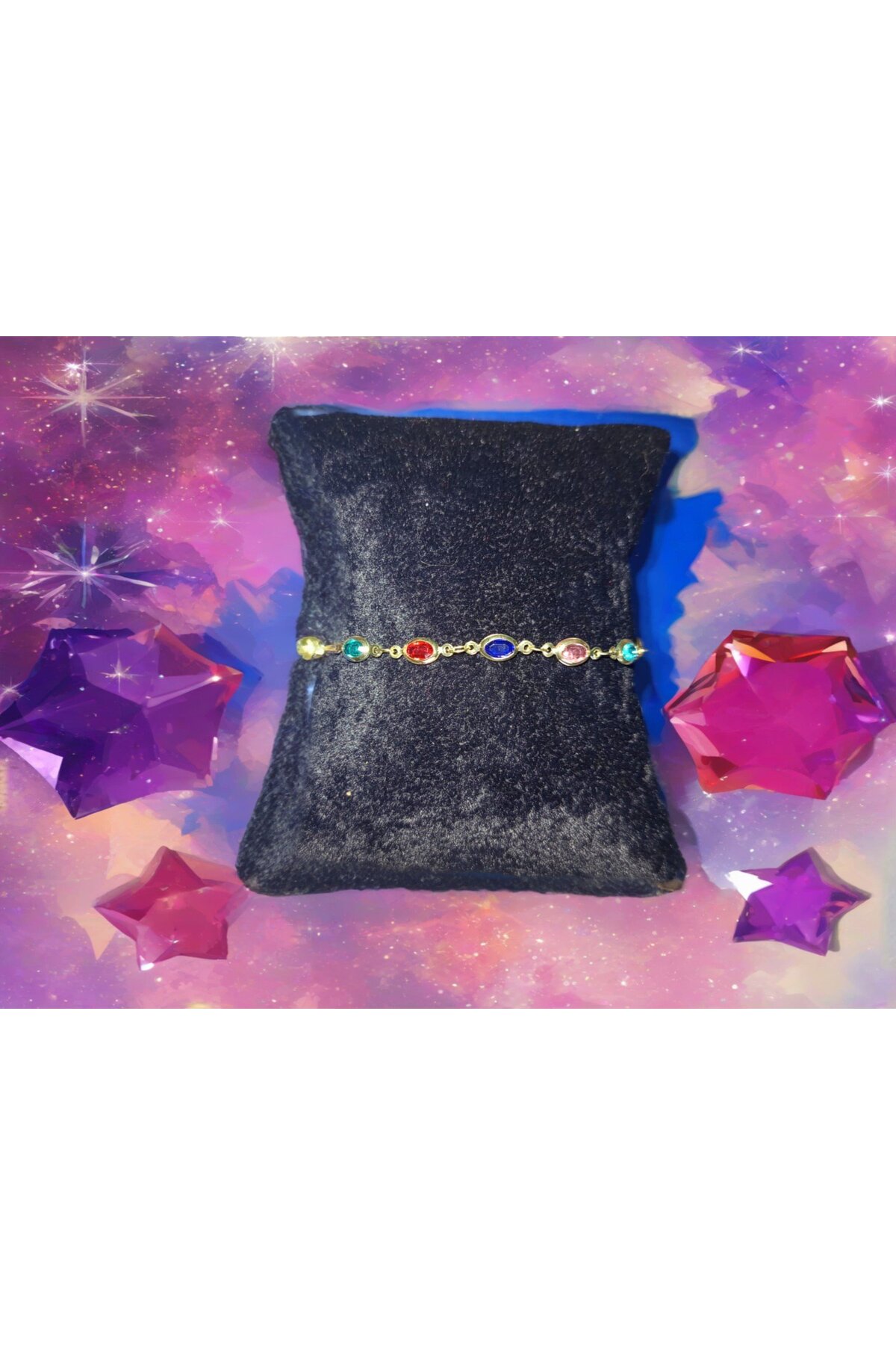 Taş Detaylı Gold Çelik Bileklik