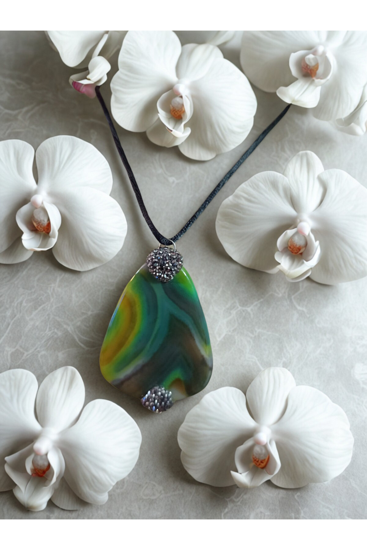 Yeşil Akik Doğal Taş Kolye