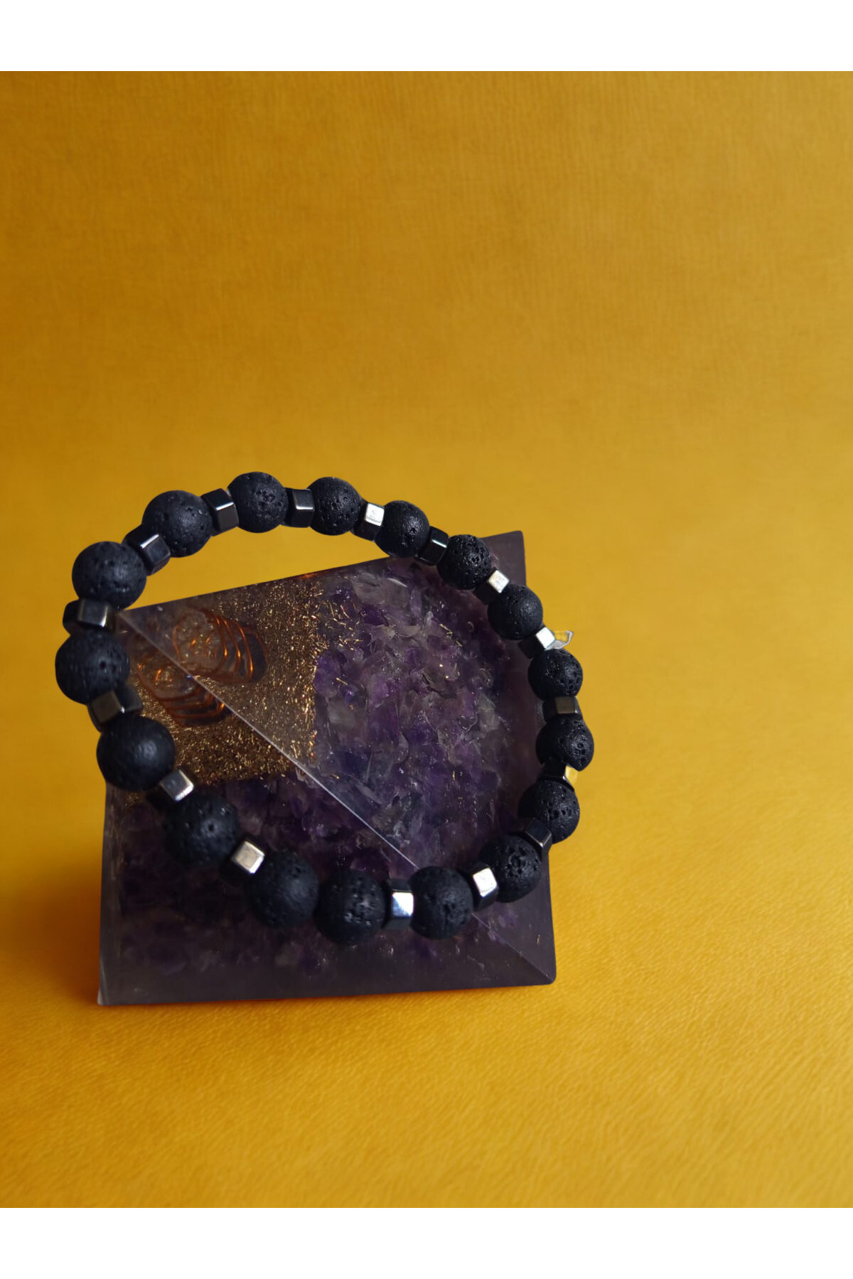 Lav Taşı &amp; Hematit Doğal Taş Koruma Bilekliği