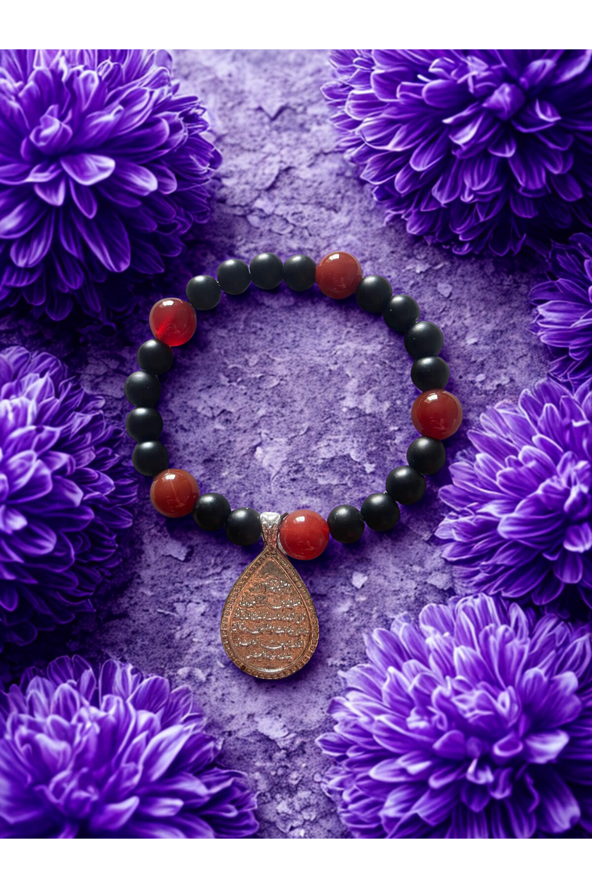 Oniks Akik ve Kıtmır Dualı Doğal Taş Bileklik Koruma