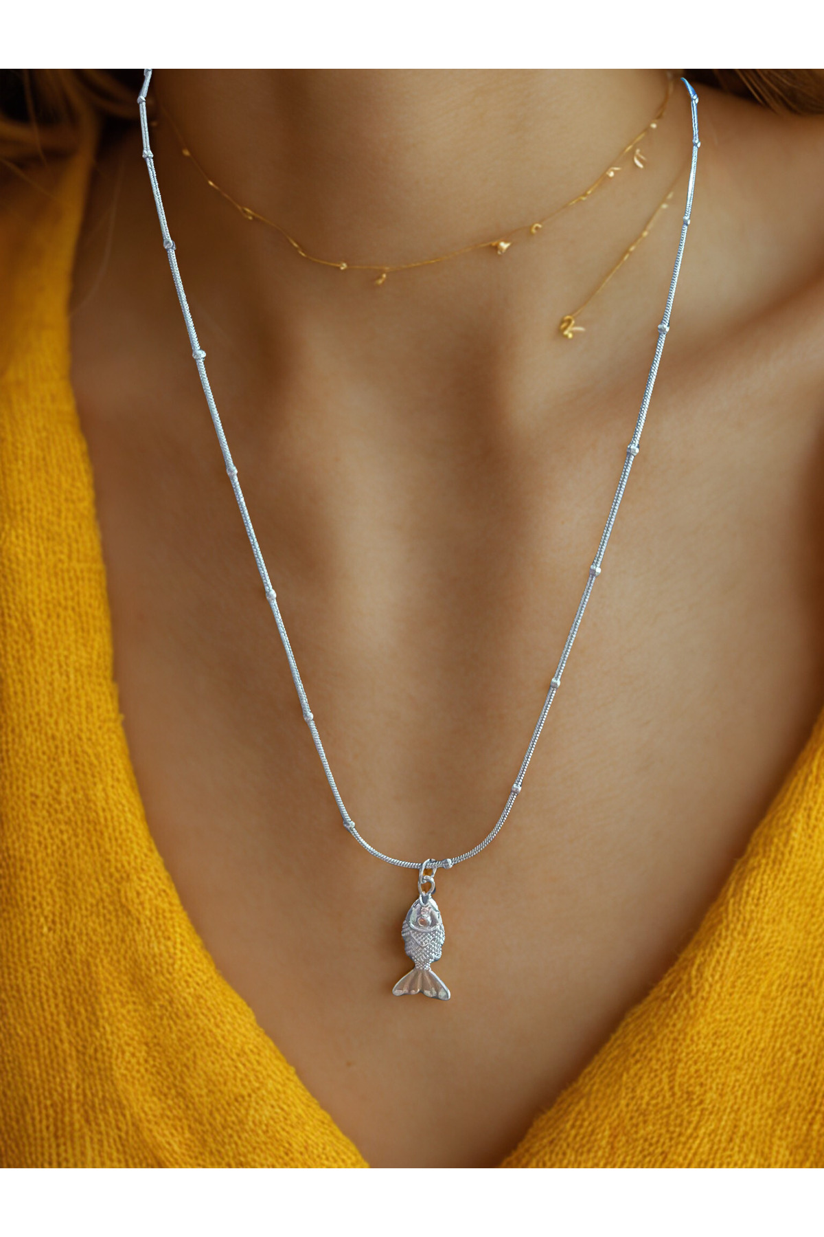 Balık Sembollü Çelik Kolye