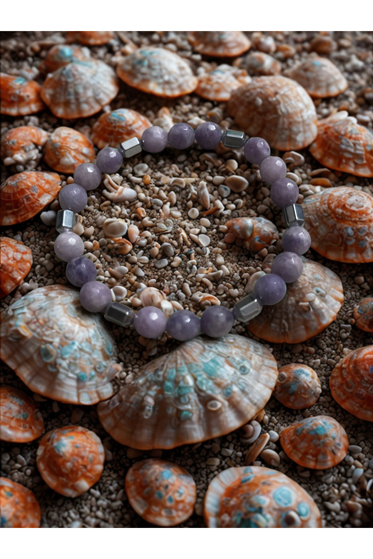 Ametist&amp; Hematit Doğaltaş Bileklik