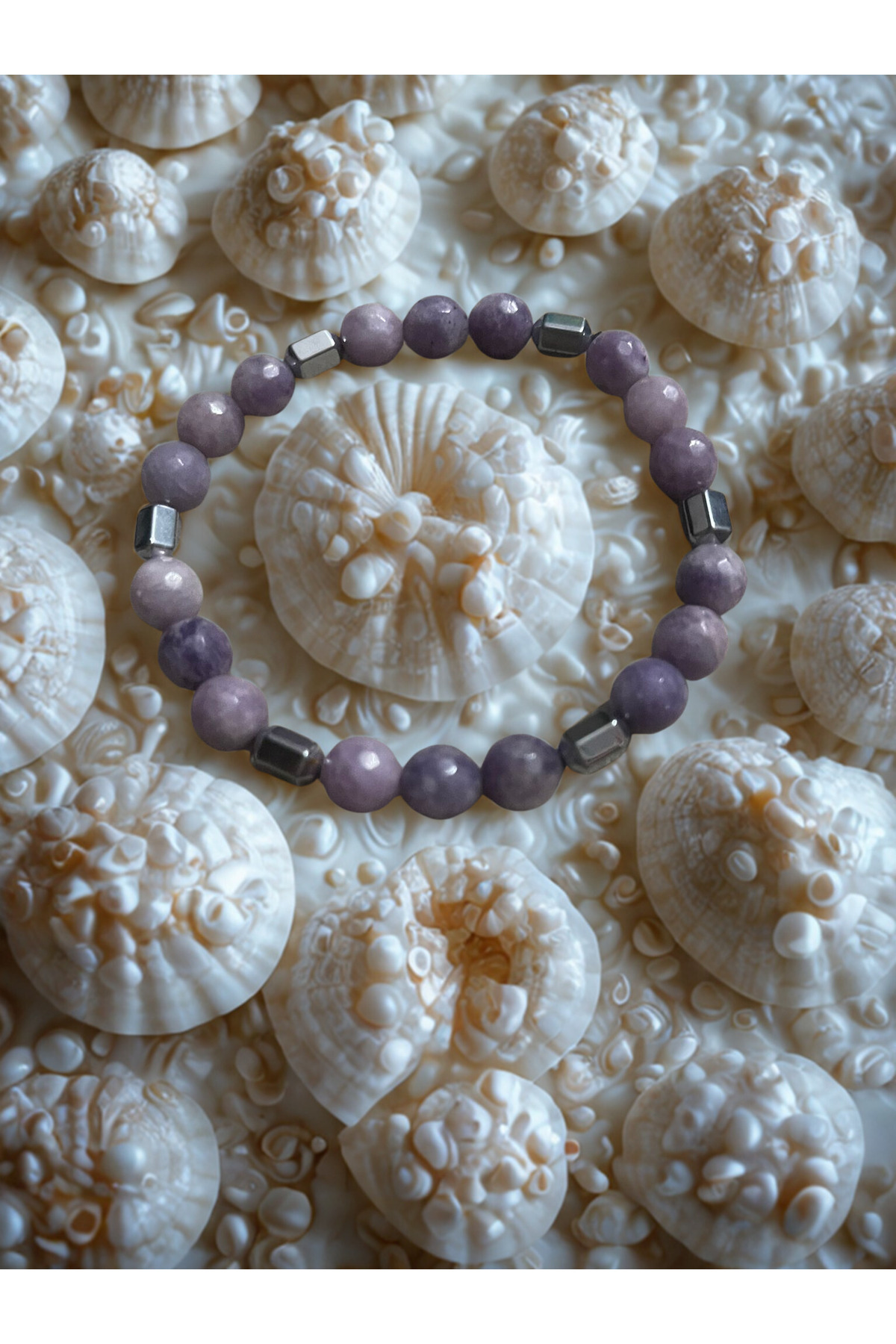 Ametist&amp; Hematit Doğaltaş Bileklik