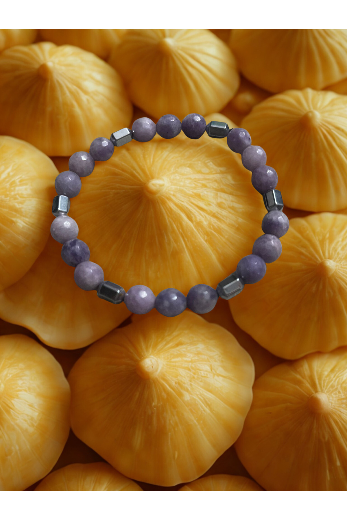 Ametist&amp; Hematit Doğaltaş Bileklik