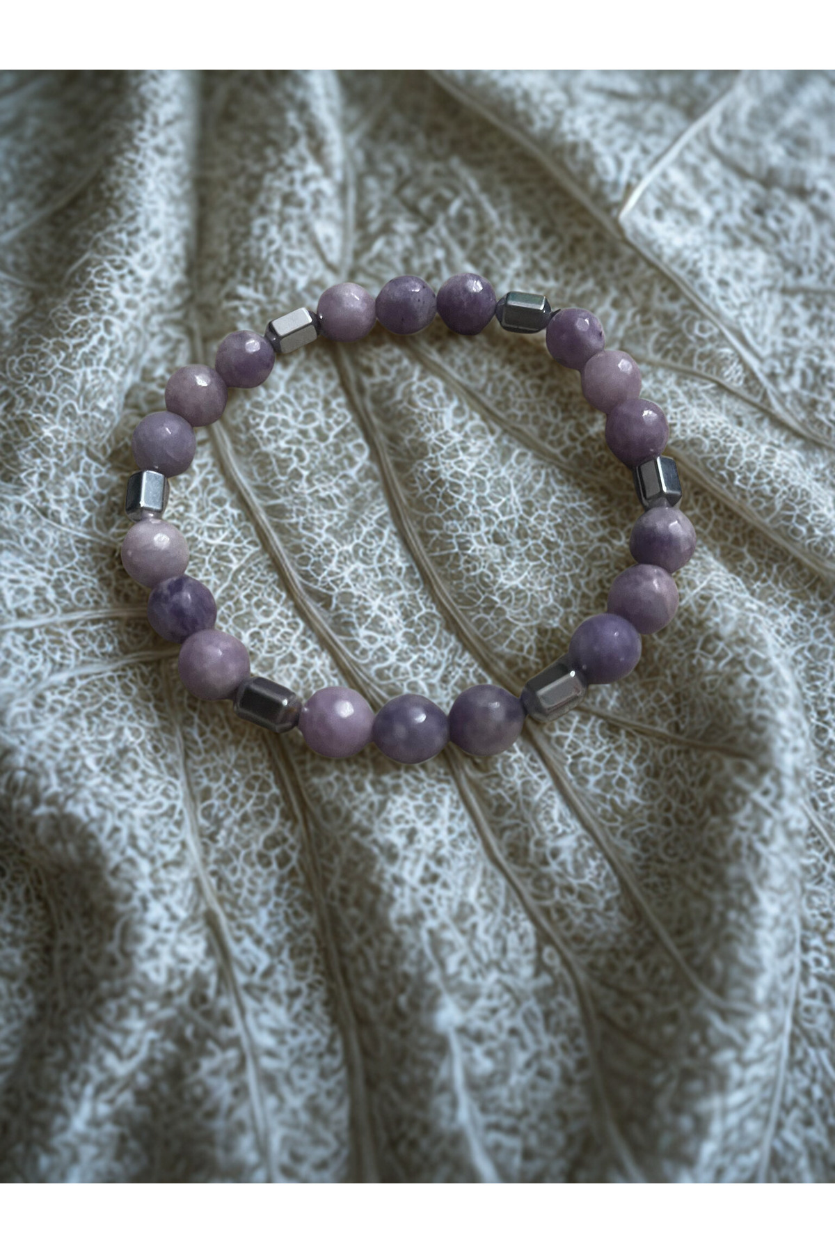 Ametist&amp; Hematit Doğaltaş Bileklik