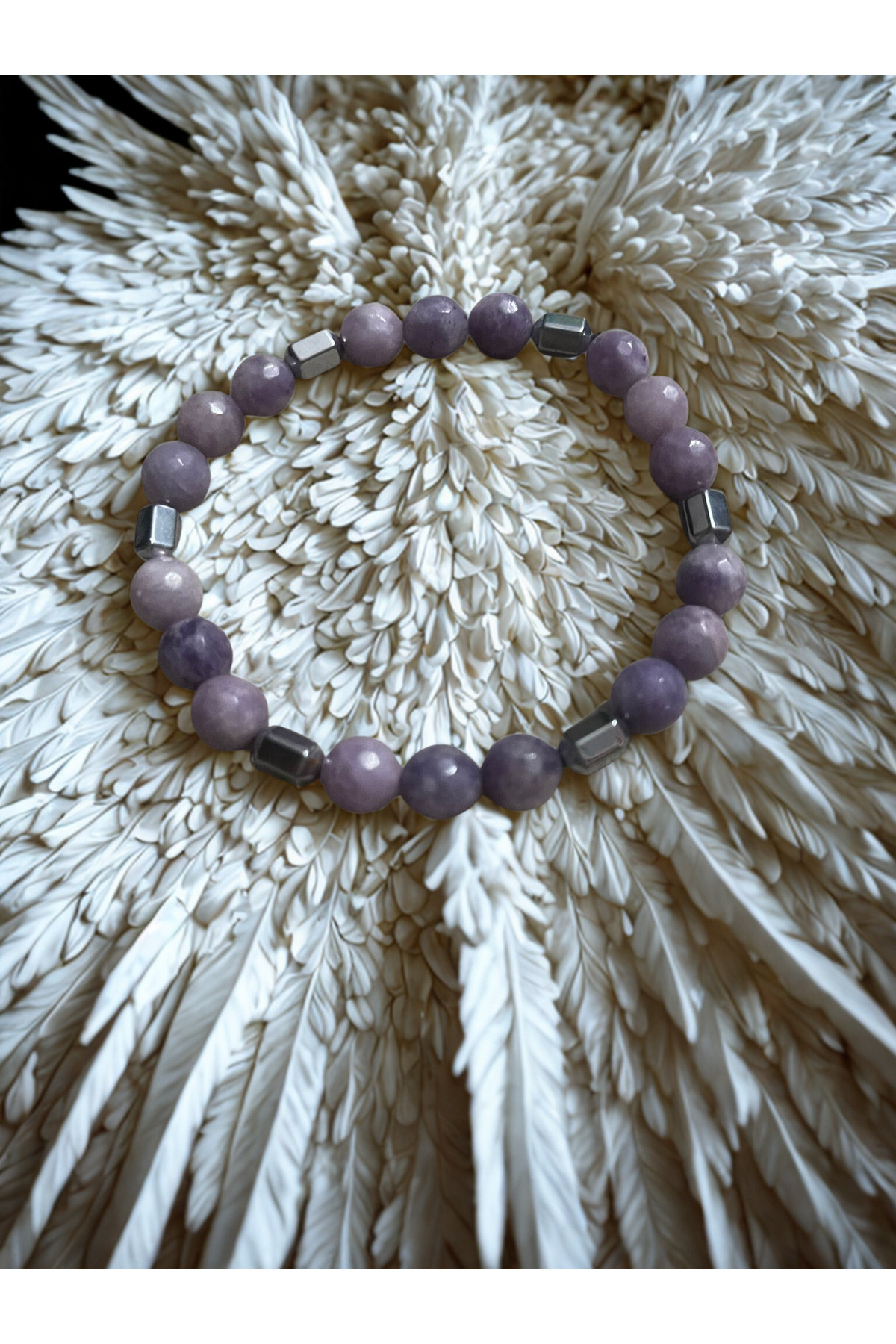 Ametist&amp; Hematit Doğaltaş Bileklik