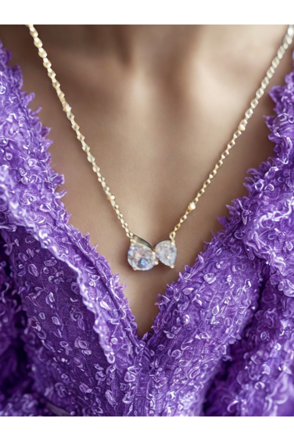 Fiyonk Taşli Çelik Kolye