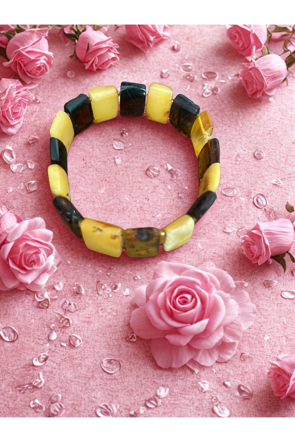 Kehribar Siyah Sarı Rolex Bileklik