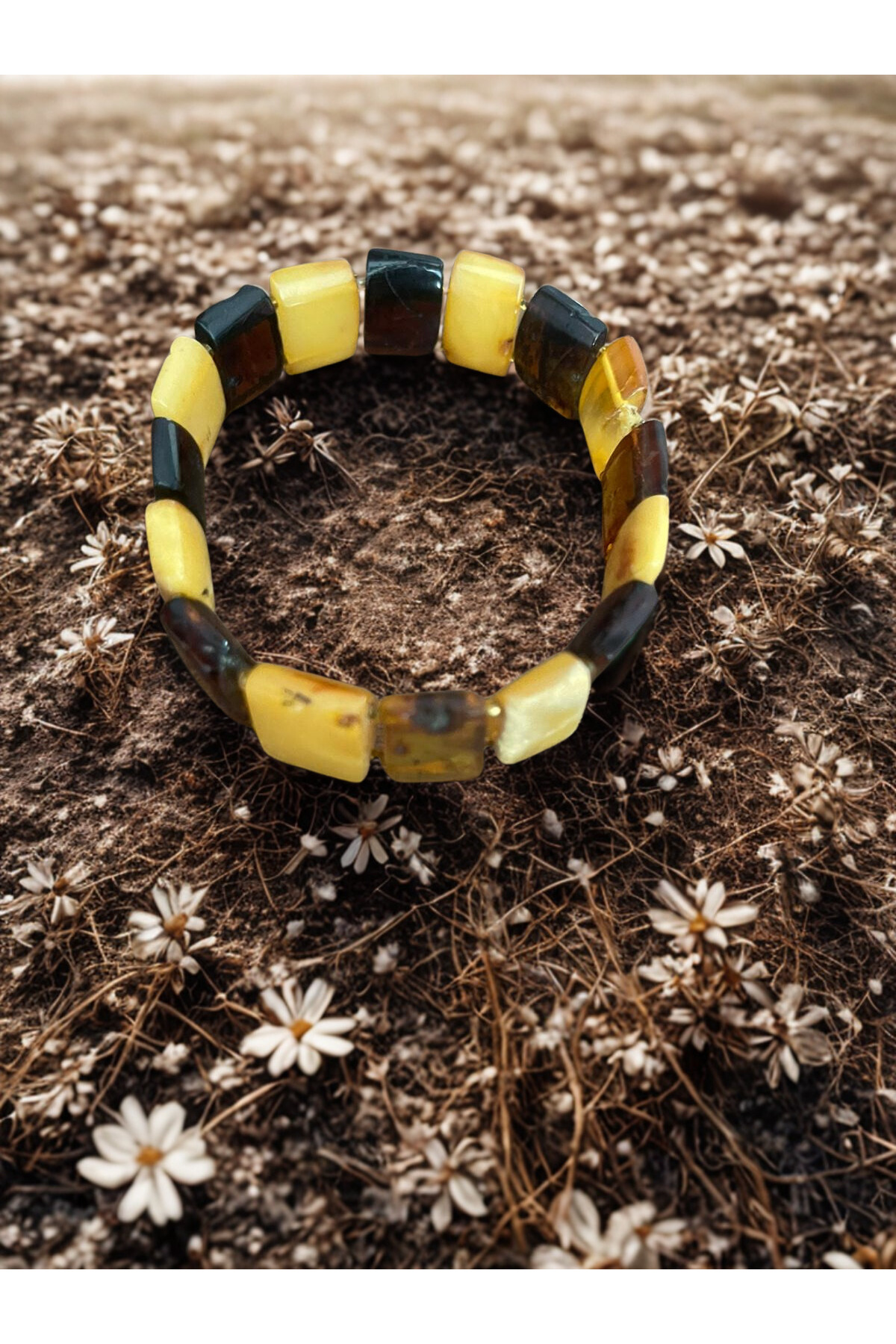 Kehribar Siyah Sarı Rolex Bileklik